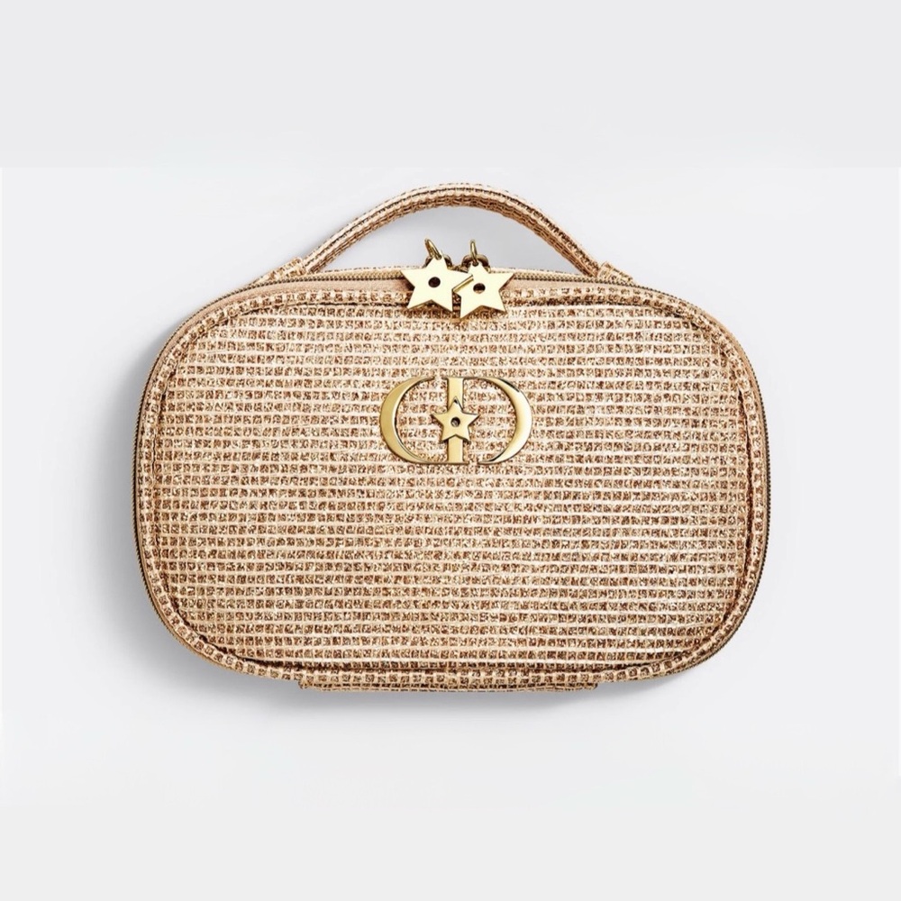 ❌SOLD❌ BNIB Dior 2025 Holiday gift gold tweed cosmetic pouch bag